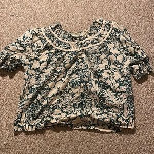 “The Great” floral cream/green blouse